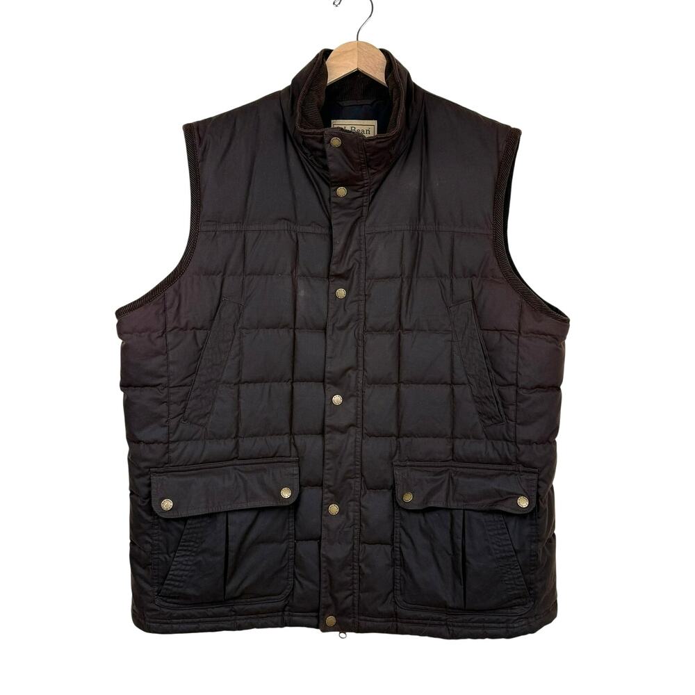 L.L.Bean DownTek Down Vest Mens XXL Brown Quilted Puffer Outdoor Workwear